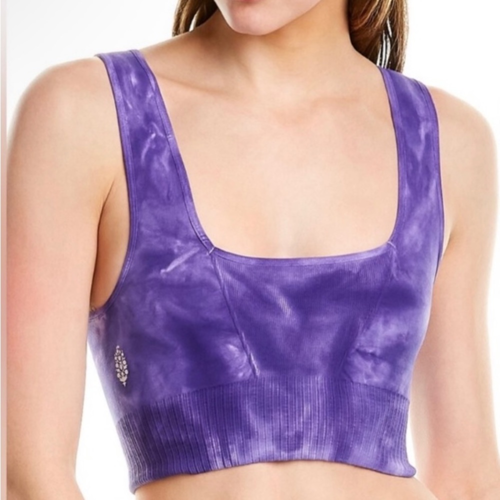 NWT Free People Good Karma Sports Bra Tie Dye Purple Size M/L Altas Mountain